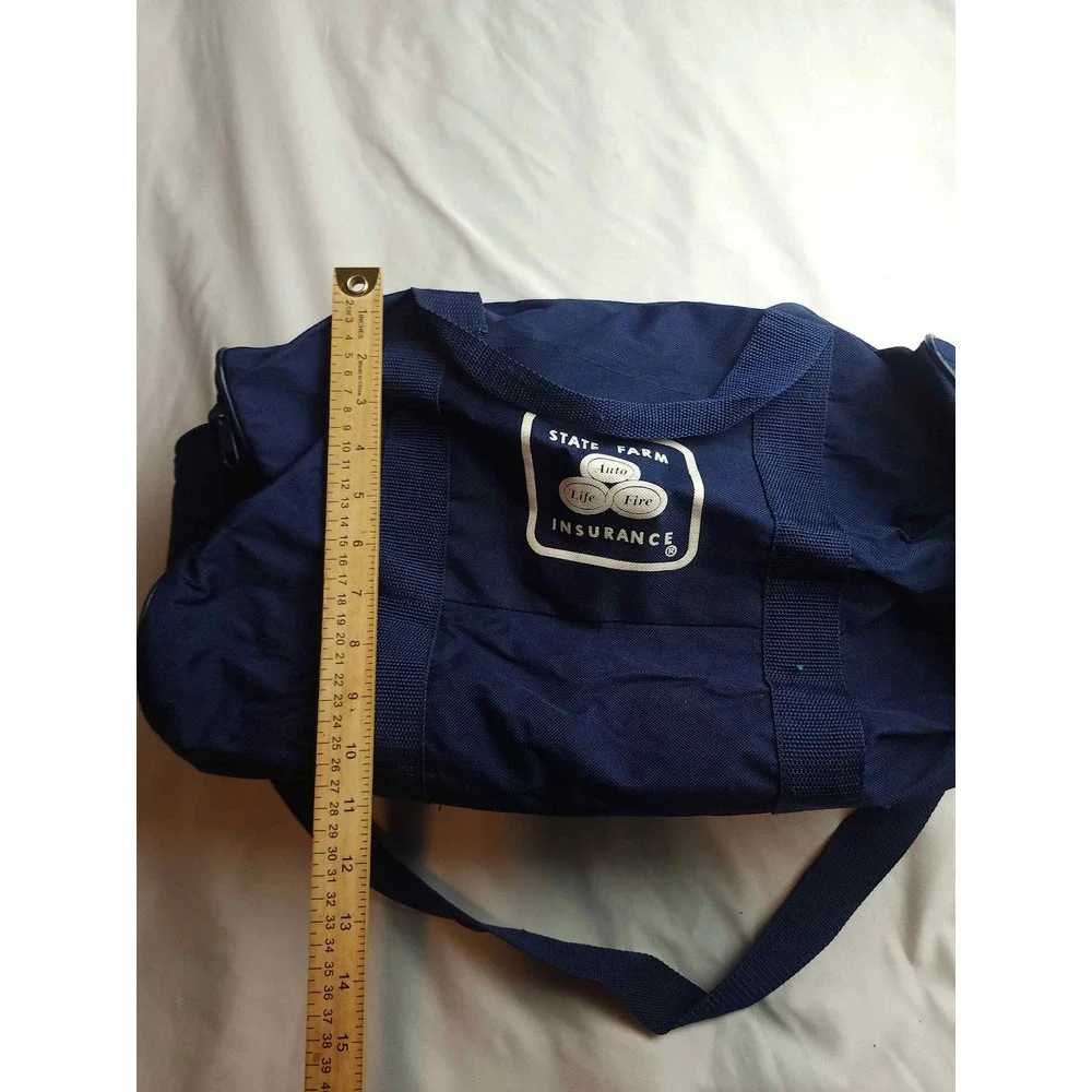 Vintage State Farm Insurance Duffel Bag Navy Blue Canvas Gym Travel Bag